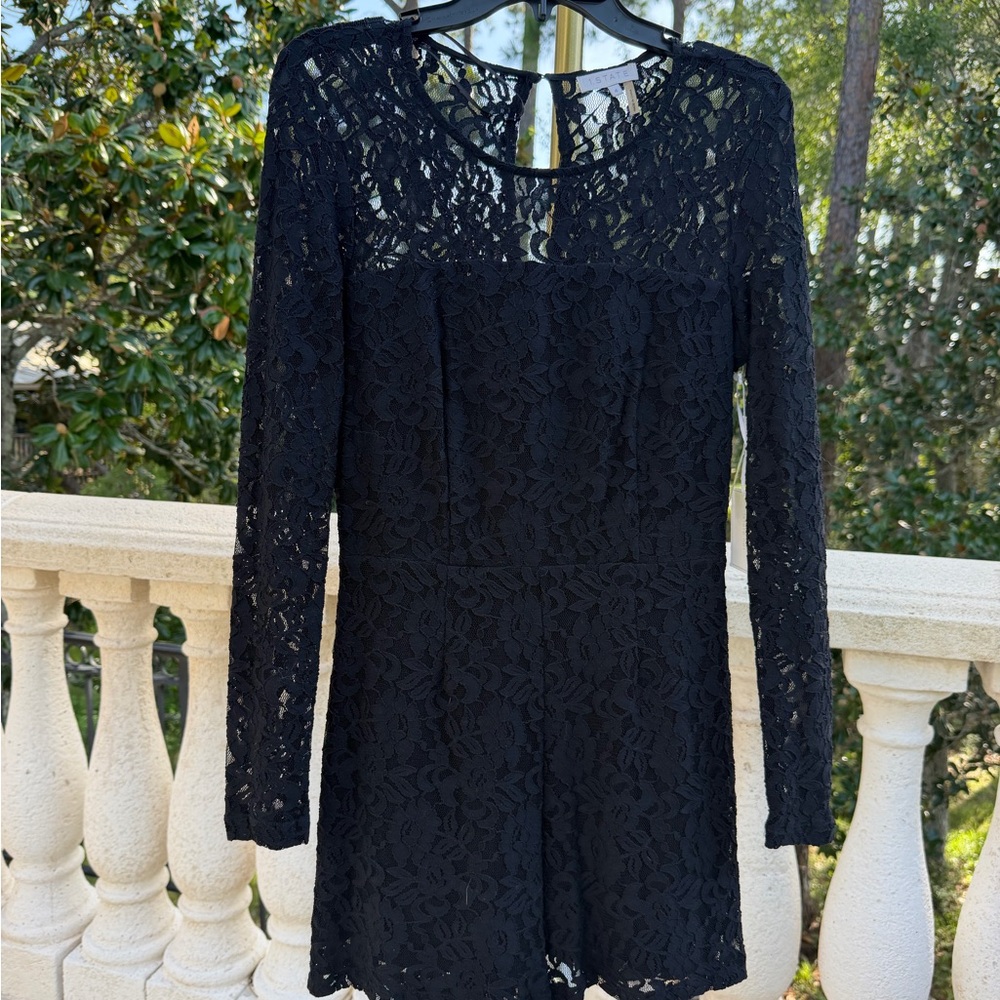 1. State Black Lace Long-Sleeve Romper